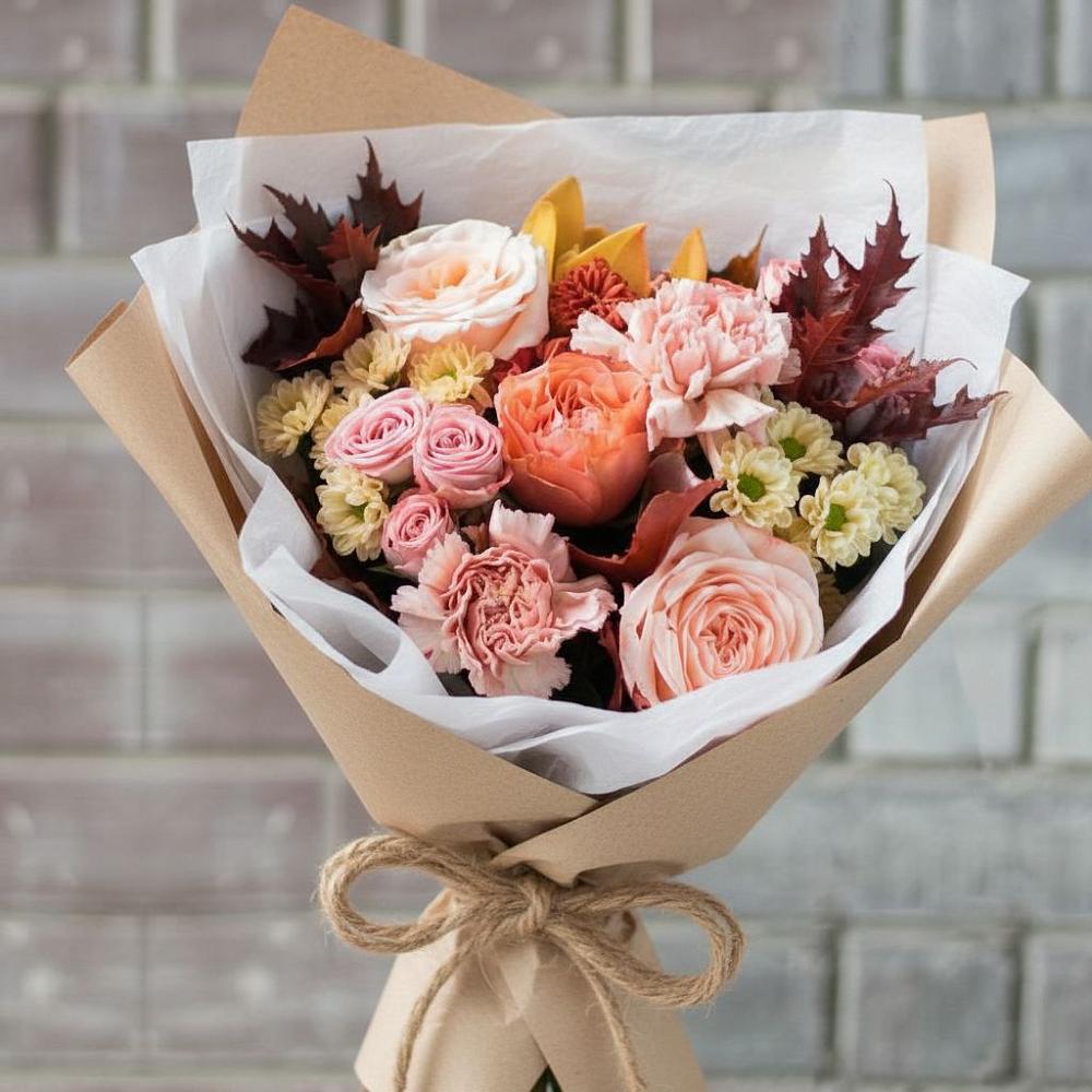 Букет цветов из: Гвоздики, Хризантемы и Розы в Новом Карачае