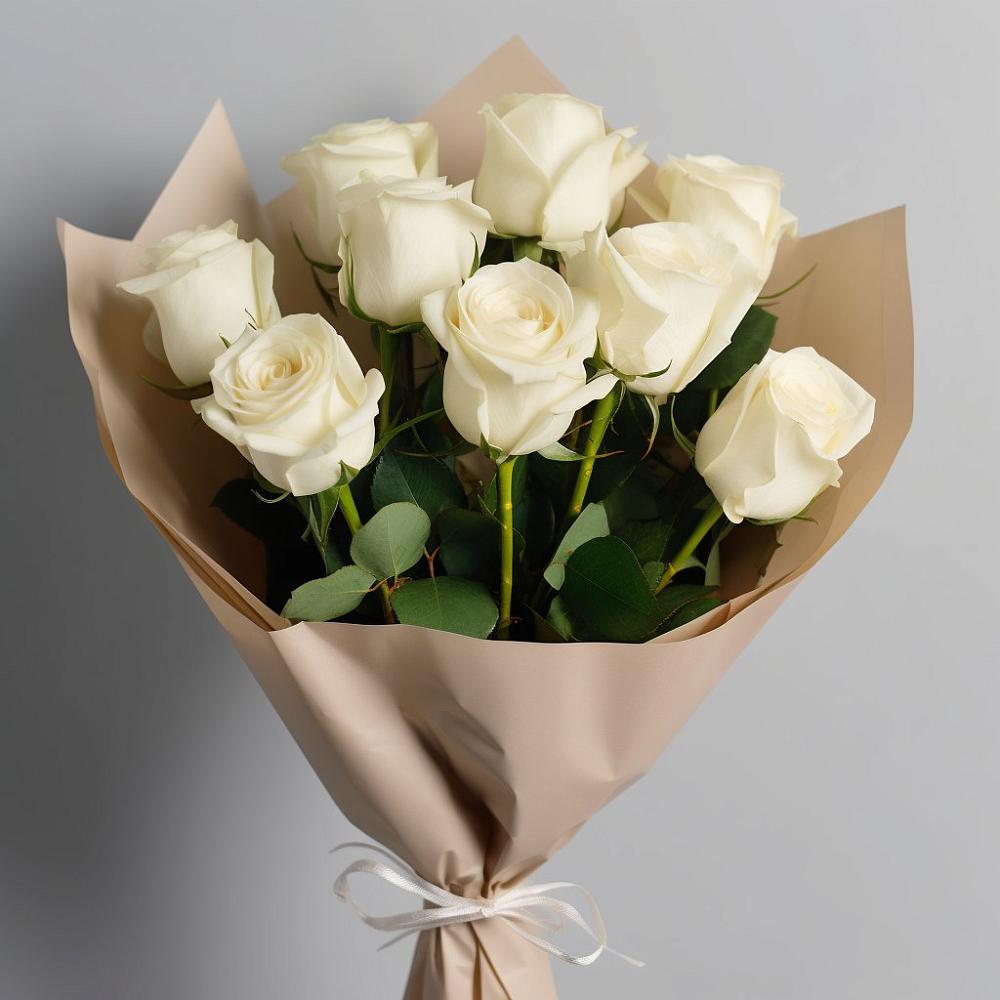 Букет 9 Белых роз Эдлесс Лав в Новом Карачае