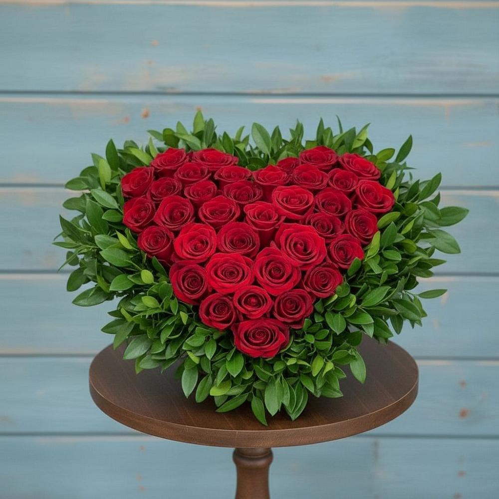 Цветочная композиция из Розы в виде сердца в Новом Карачае