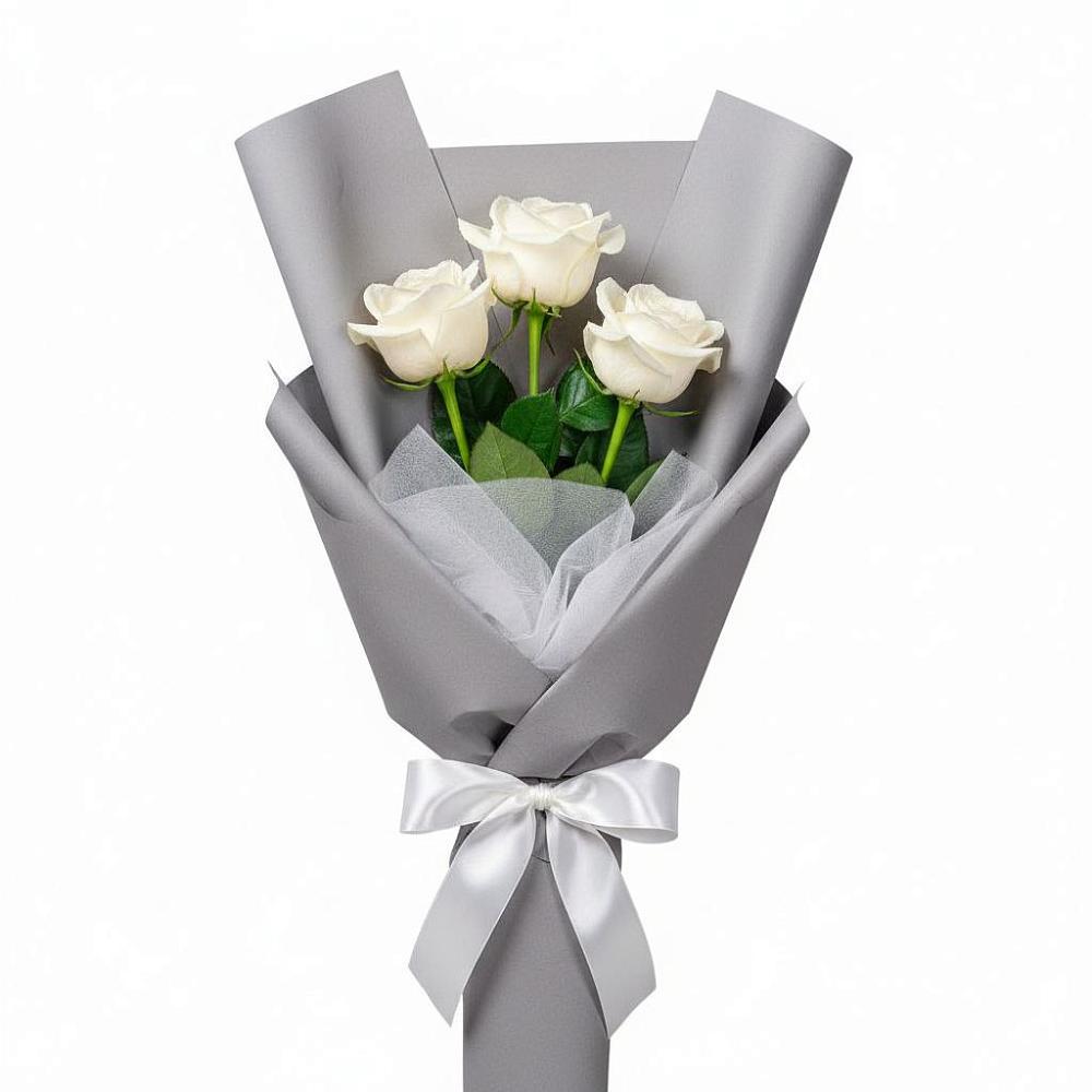 Букет 3 белые розы в Новом Карачае