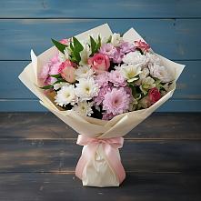 Букет цветов из:  Хризантемы, Альстромерии и Розы в Новом Карачае