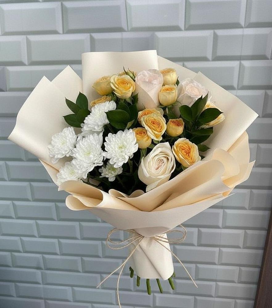 Букет цветов из: Розы и Хризантемы в Новом Карачае