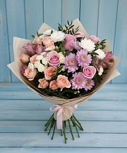 Букет цветов из:  Хризантемы, Розы и Альстромерии #REPLACE_PRED# Новом Карачае